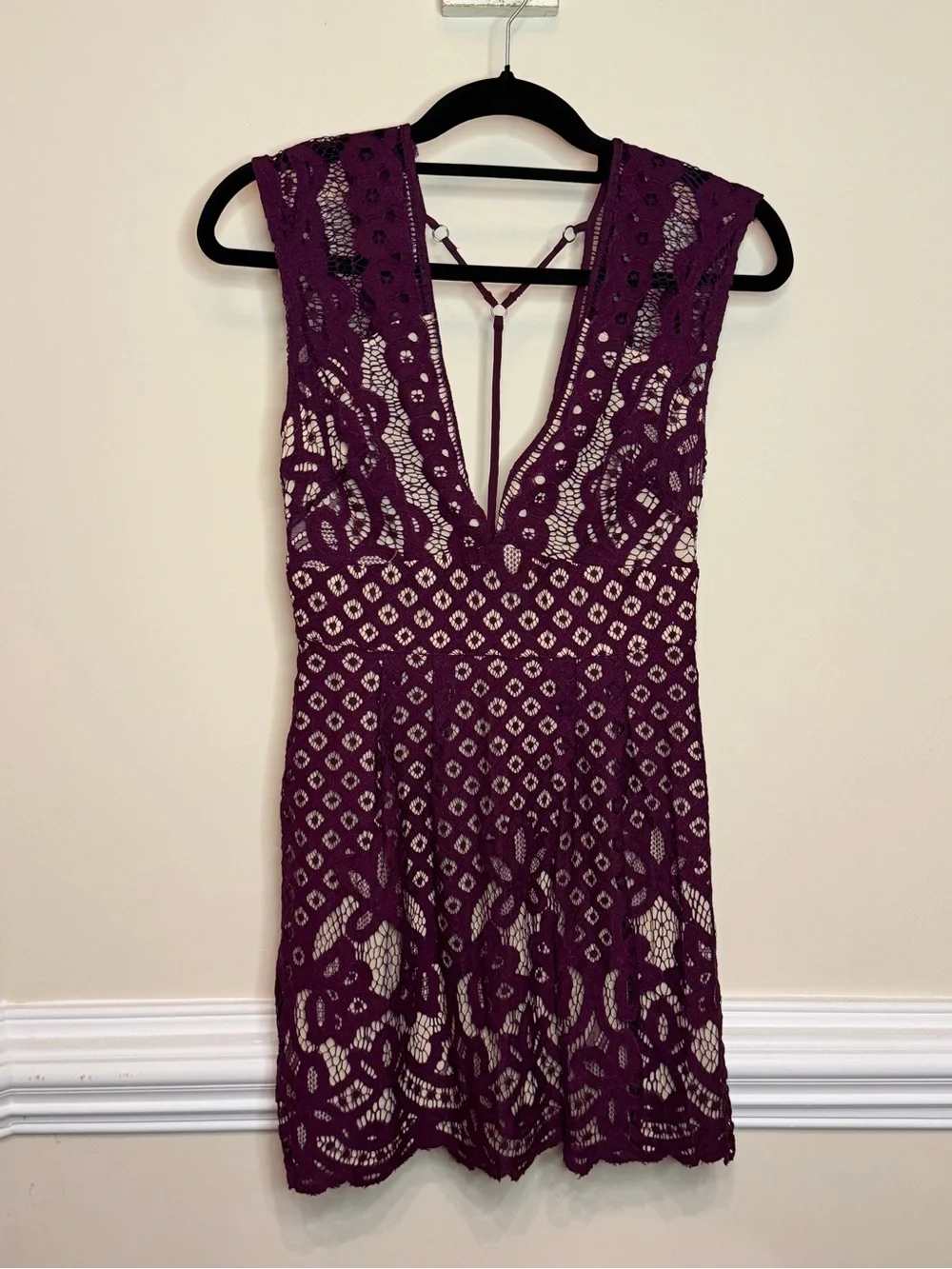 Free People Plum Lace Mini Dress